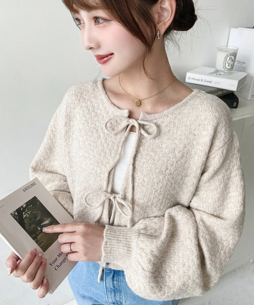 <預訂> JP MM 2-Ways 針織扇形花邊混色針織開胸上衣｜三色入