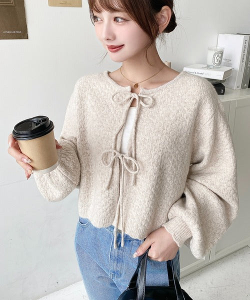 <預訂> JP MM 2-Ways 針織扇形花邊混色針織開胸上衣｜三色入