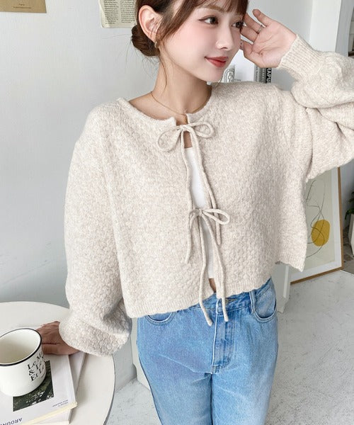 <預訂> JP MM 2-Ways 針織扇形花邊混色針織開胸上衣｜三色入