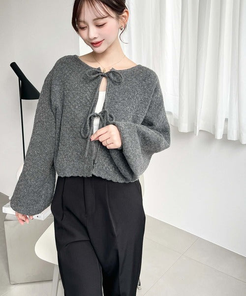 <預訂> JP MM 2-Ways 針織扇形花邊混色針織開胸上衣｜三色入