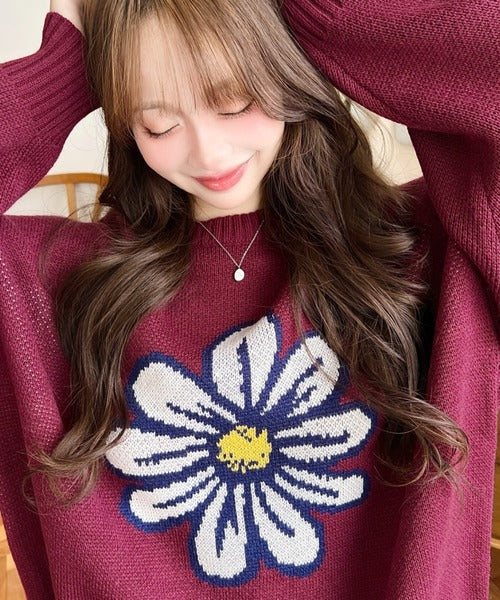 <預訂> 日牌MM 花卉提花針織上衣｜四色入