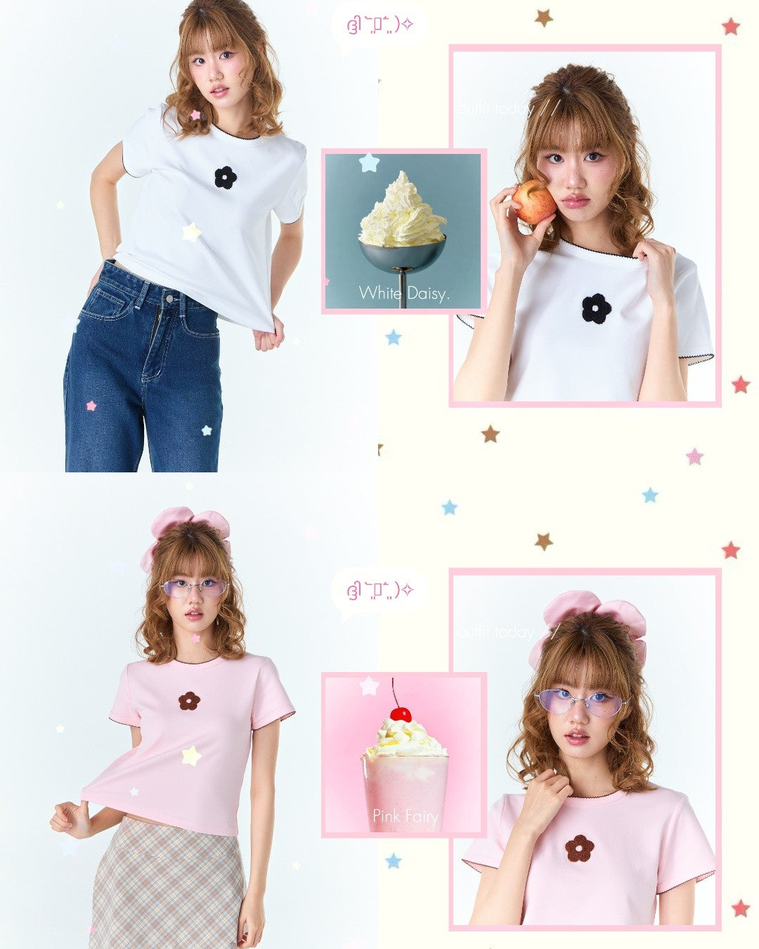 <預訂> 泰國小眾品牌🇹🇭 扇形花邊ruffle領花花小 logo Crop Tee | 五色入