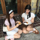 <預訂> 泰國小眾品牌🇹🇭 玫瑰胸針泡泡袖翻領雙排扣襯衫 | 兩色入