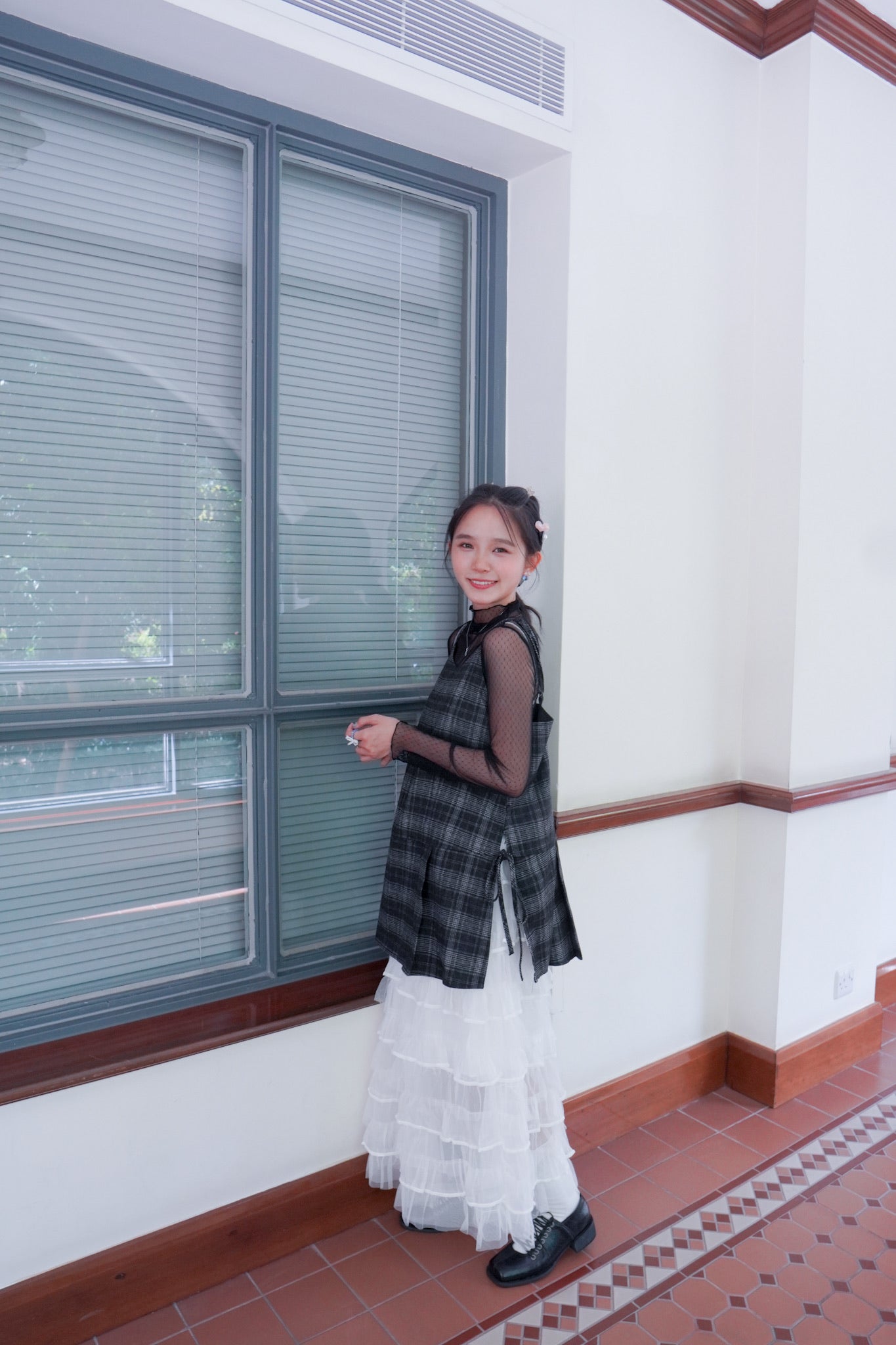 <現貨> 自家製 小奶白蛋糕多層薄紗半身長裙