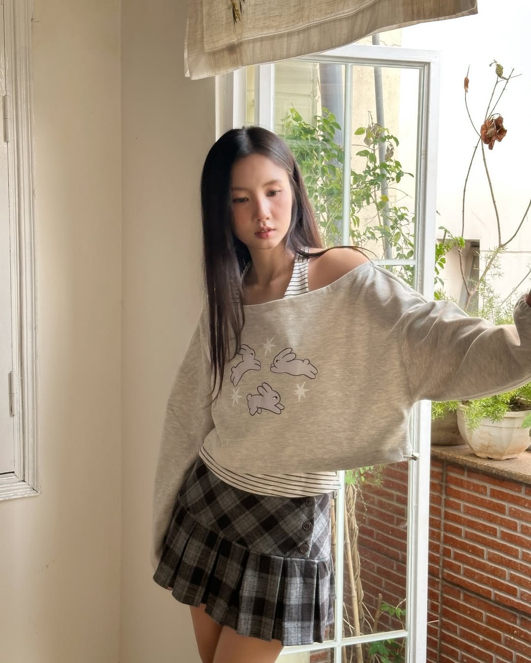 <預訂> 越南小眾品牌🇻🇳 一見鍾情♡🐰ྀི兔兔印花束繩長袖衛衣+掛頸背心兩件套套裝