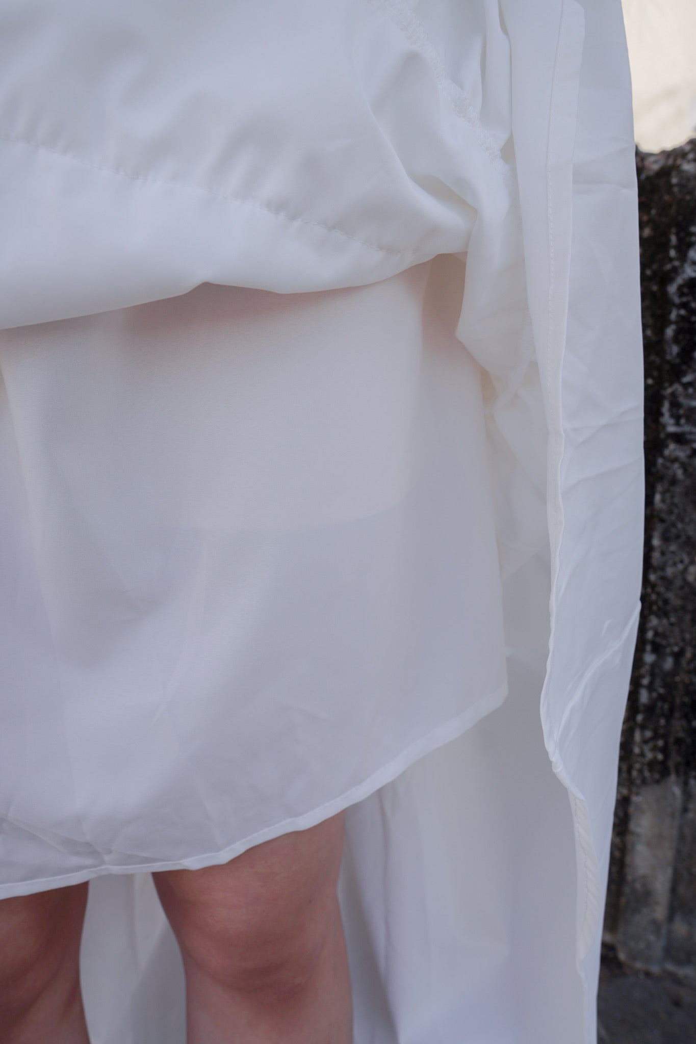 <現貨> ruffle邊小奶白拼接半身長裙