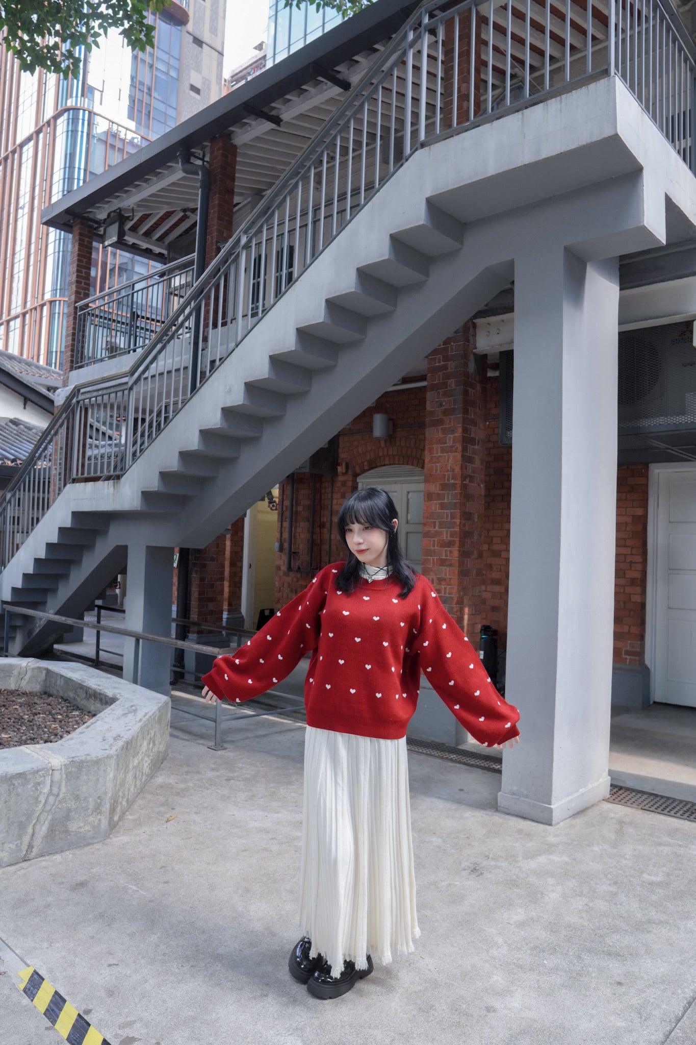 <現貨> 聖誕Party必入🎅🏻🌟心型印花提花針織長袖上衣