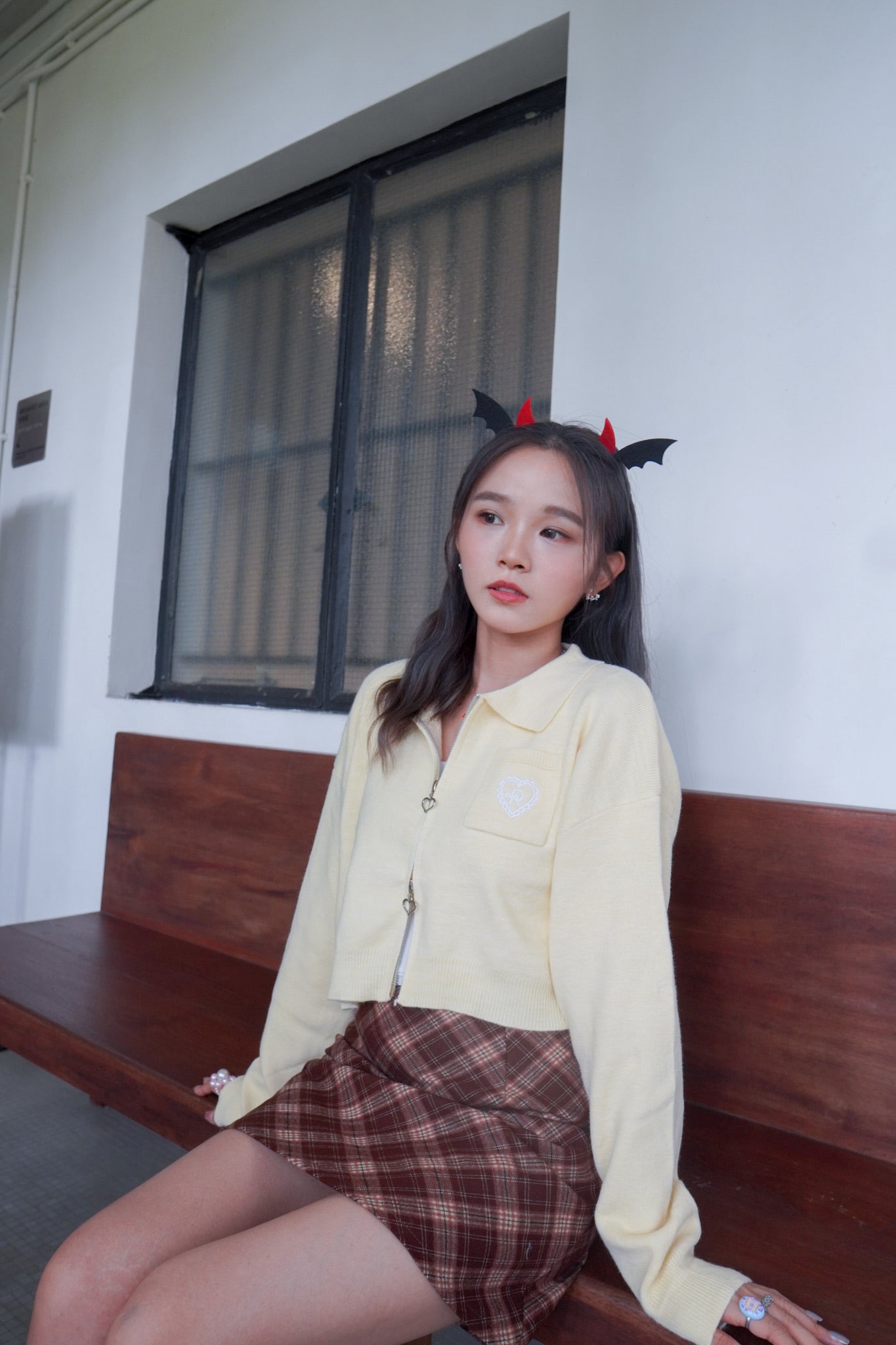 <現貨> 自家製 格紋撞色毛呢半身短裙| 兩色入