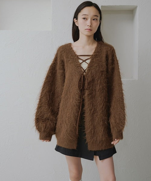 <預訂> 日本大人氣♡日牌 Apres Jour 2-Ways 毛茸茸繫帶針織開胸外套｜五色入