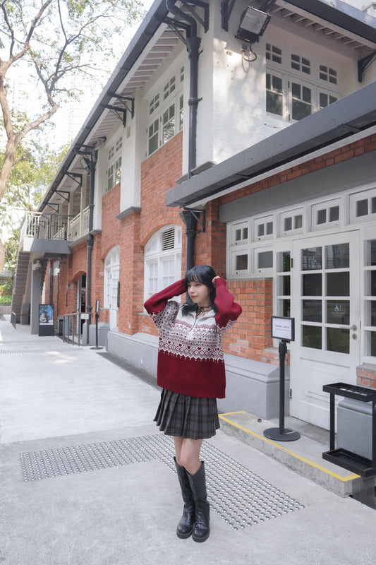 <現貨> 聖誕Party必入🎅🏻🌟北歐風半拉鍊針織長袖上衣