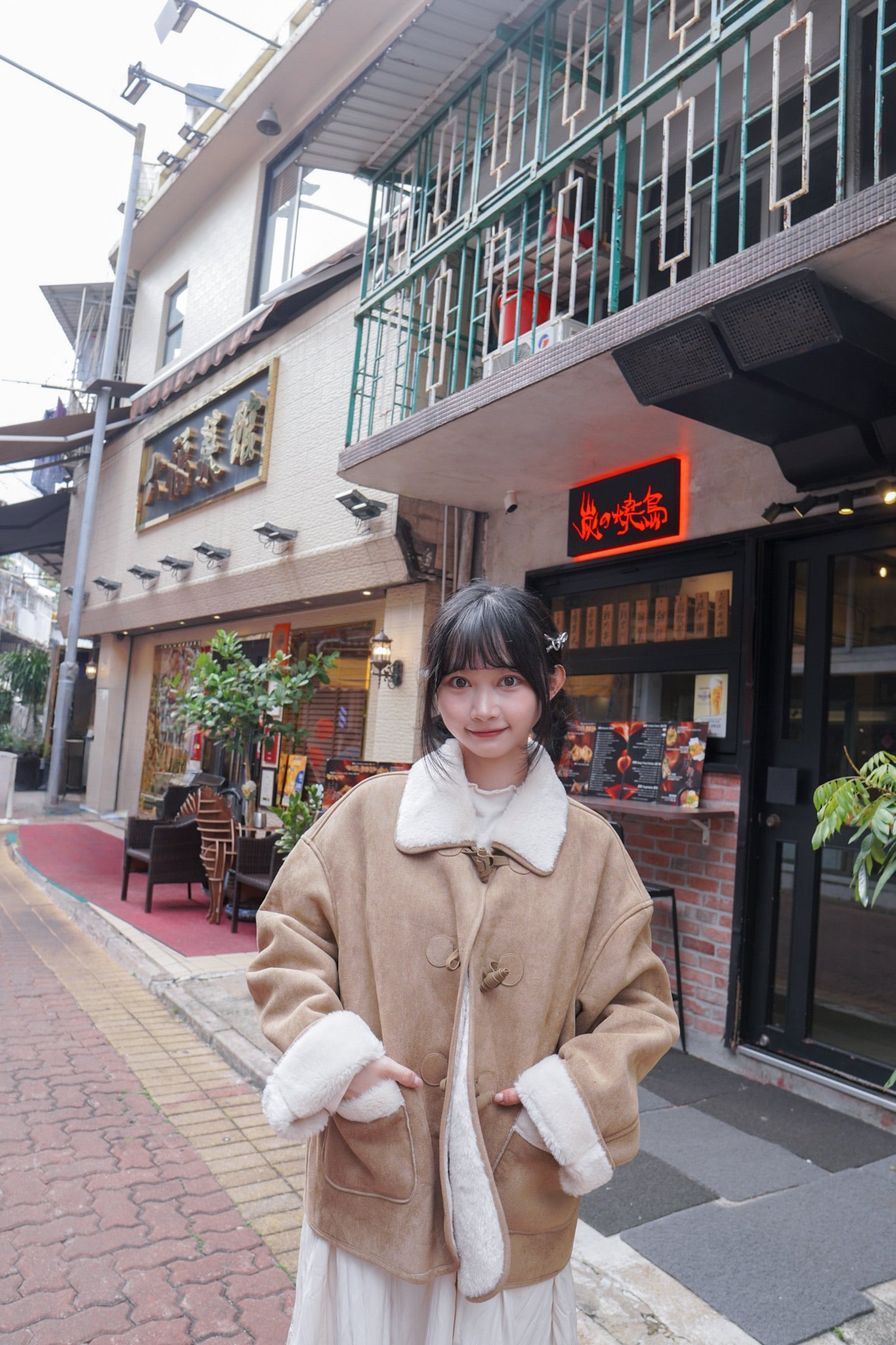 <現貨> 自家製 粗毛呢牛角扣保暖外套