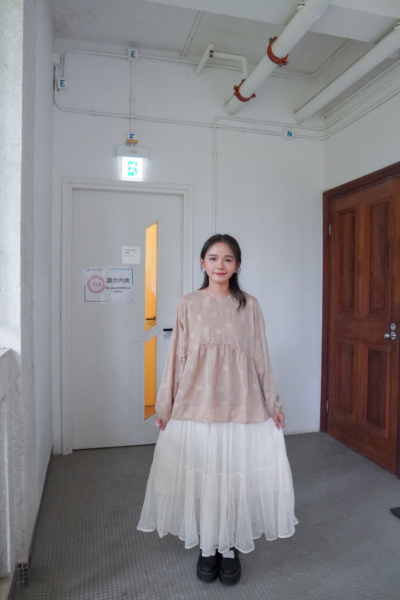 <現貨> 自家製 飄逸感大讚！復古兩層紗質皺褶秋冬A字長裙