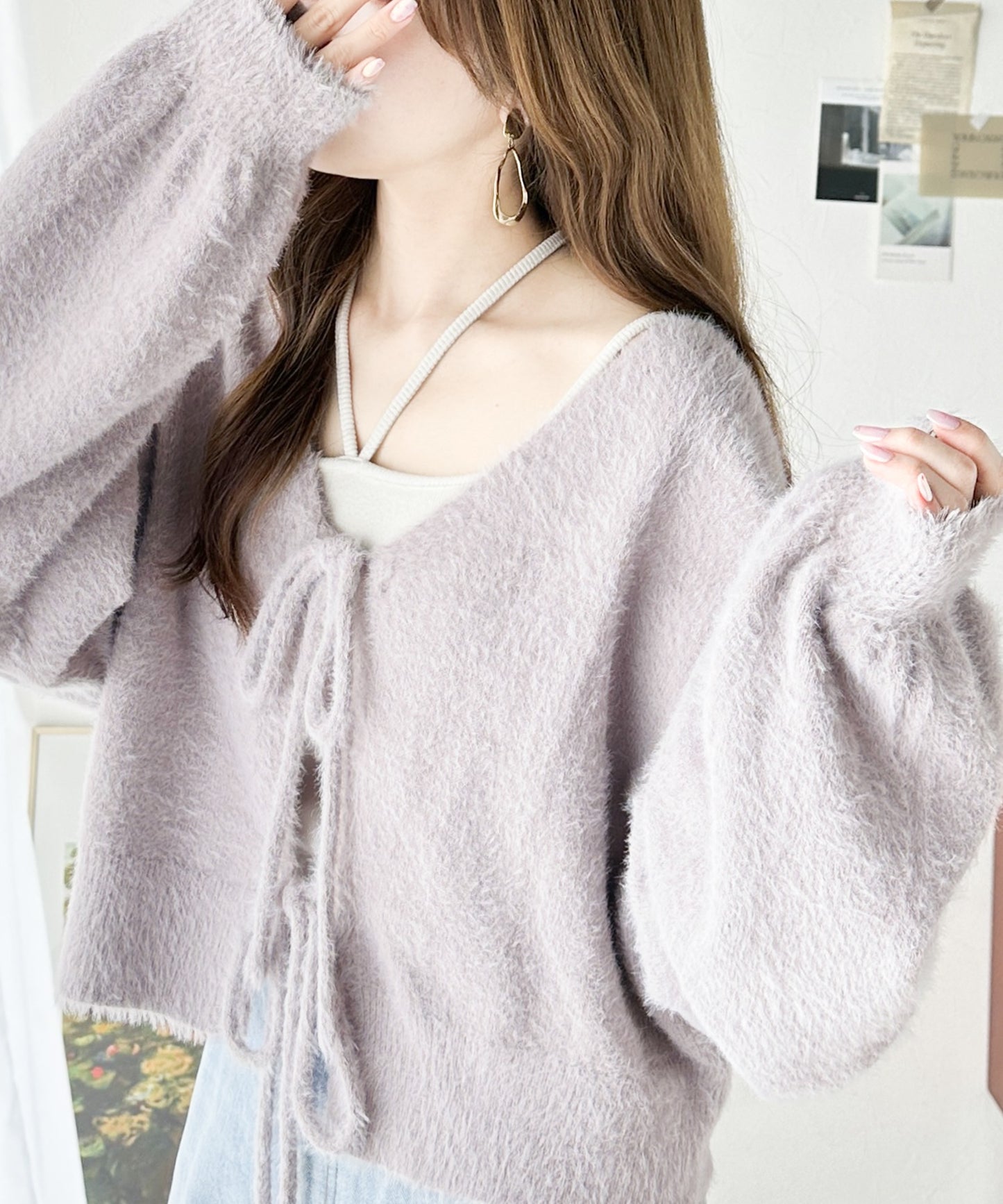 <預訂限時優惠> JP 日牌Mily bilet 2-Ways毛茸茸蝴蝶結開胸外套｜四色入