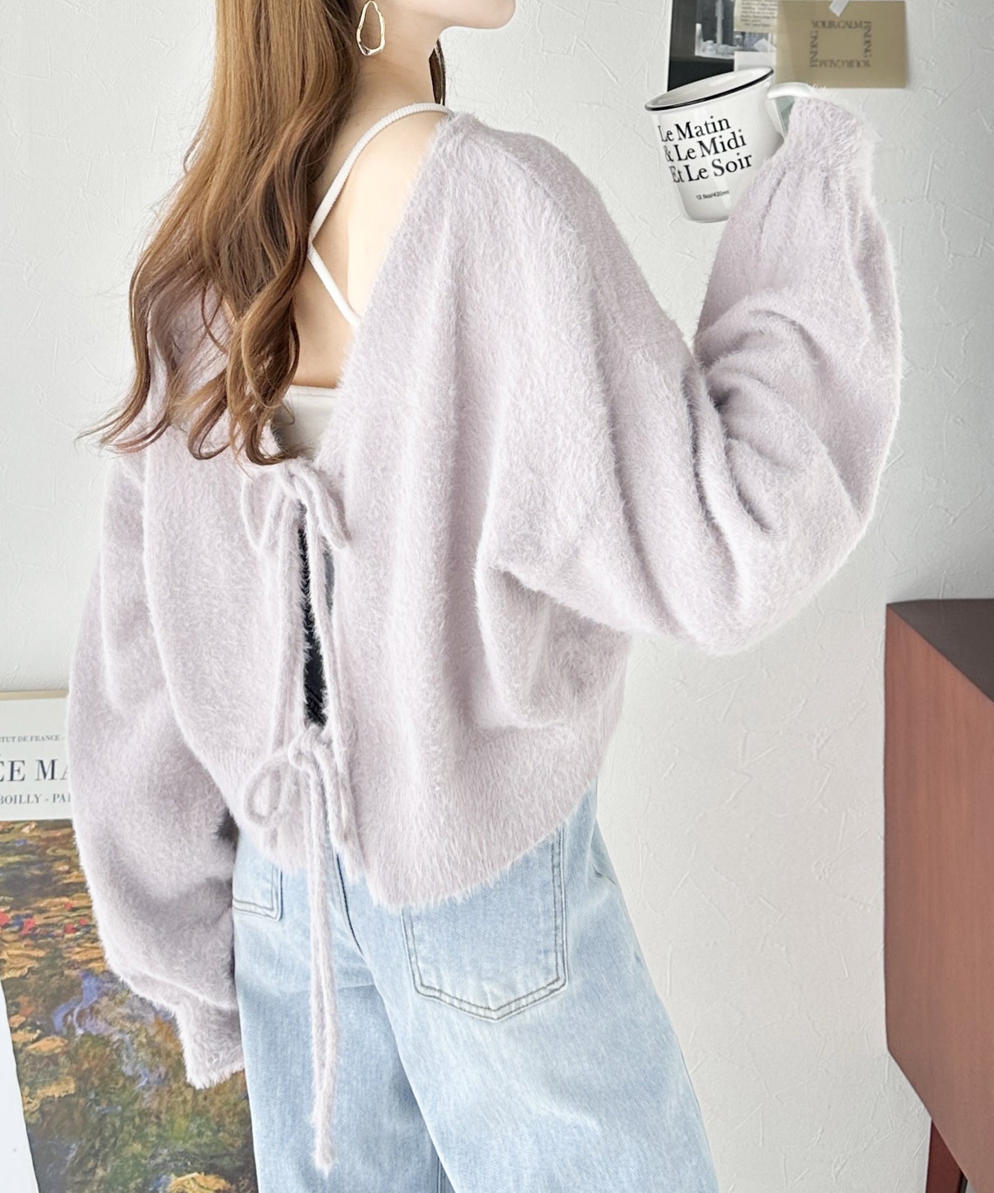 <預訂限時優惠> JP 日牌Mily bilet 2-Ways毛茸茸蝴蝶結開胸外套｜四色入