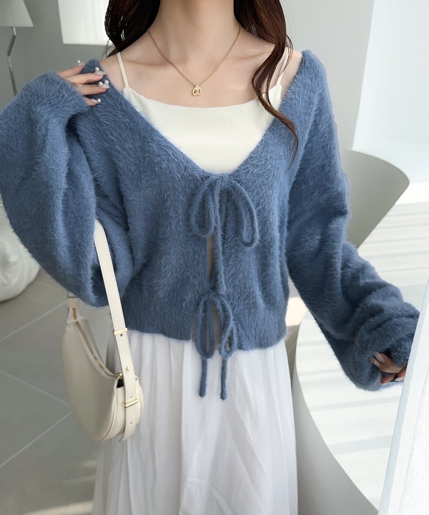 <預訂限時優惠> JP 日牌Mily bilet 2-Ways毛茸茸蝴蝶結開胸外套｜四色入