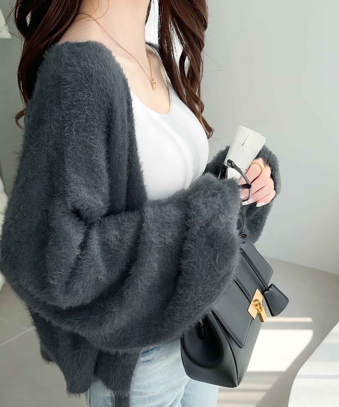 <預訂限時優惠> JP 日牌Mily bilet 2-Ways毛茸茸蝴蝶結開胸外套｜四色入