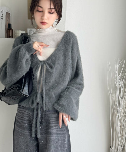 <預訂限時優惠> JP 日牌Mily bilet 2-Ways毛茸茸蝴蝶結開胸外套｜四色入