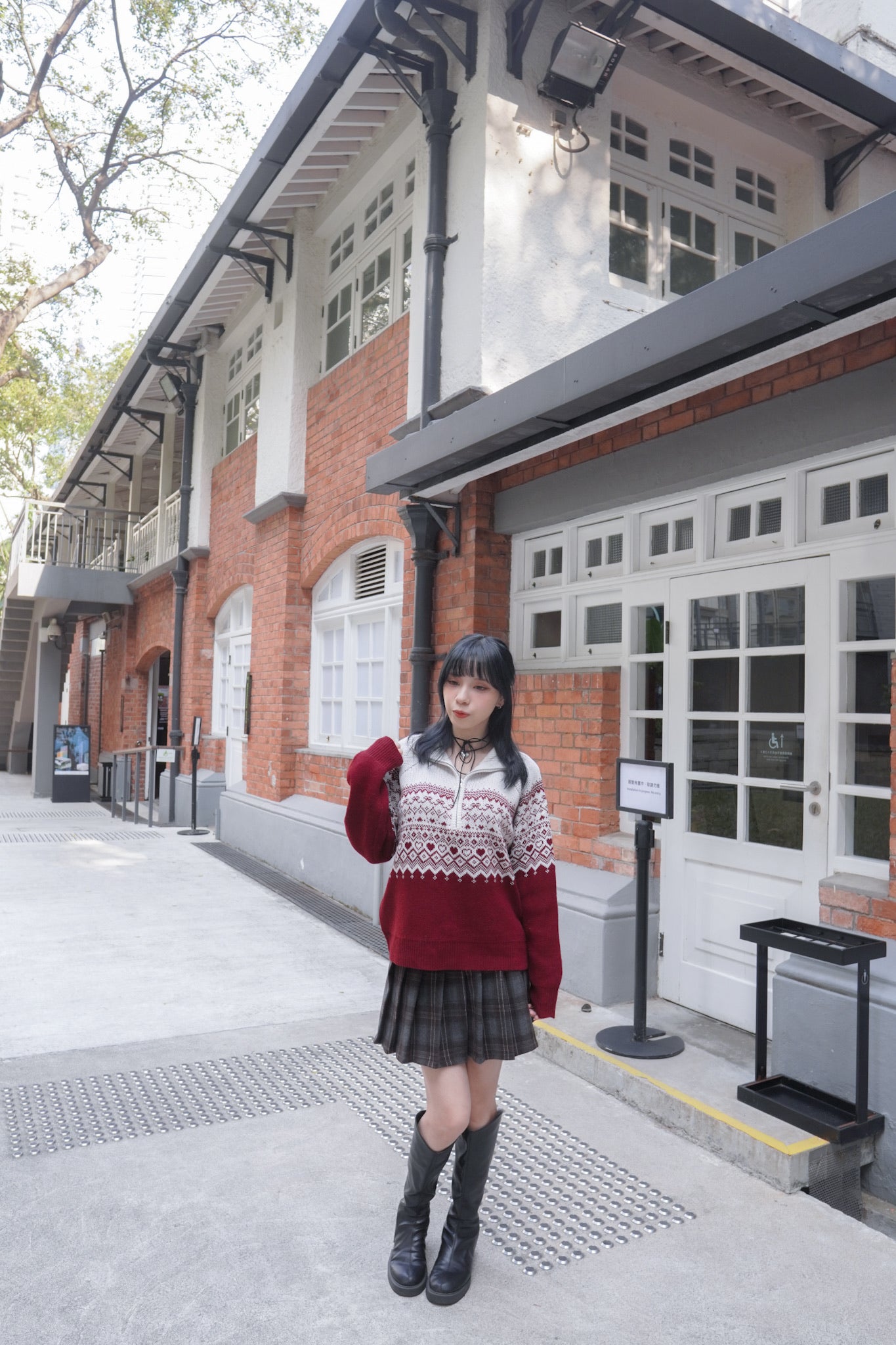 <現貨> 自家製 復古格紋高腰A字半身短裙