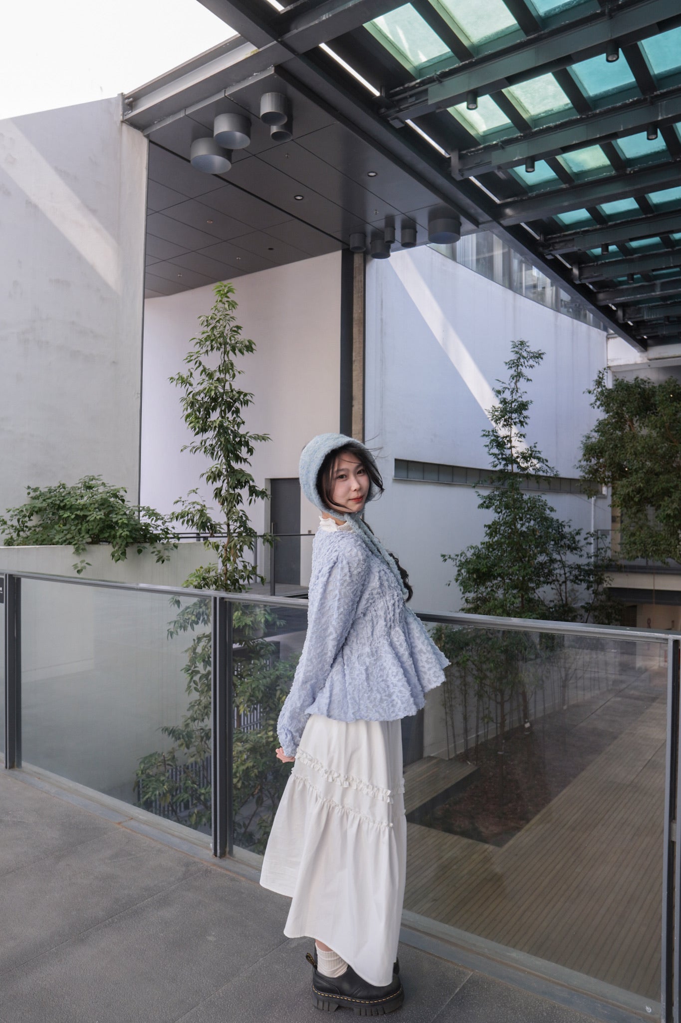 <現貨> comeback♡ ruffle邊小奶白拼接半身長裙