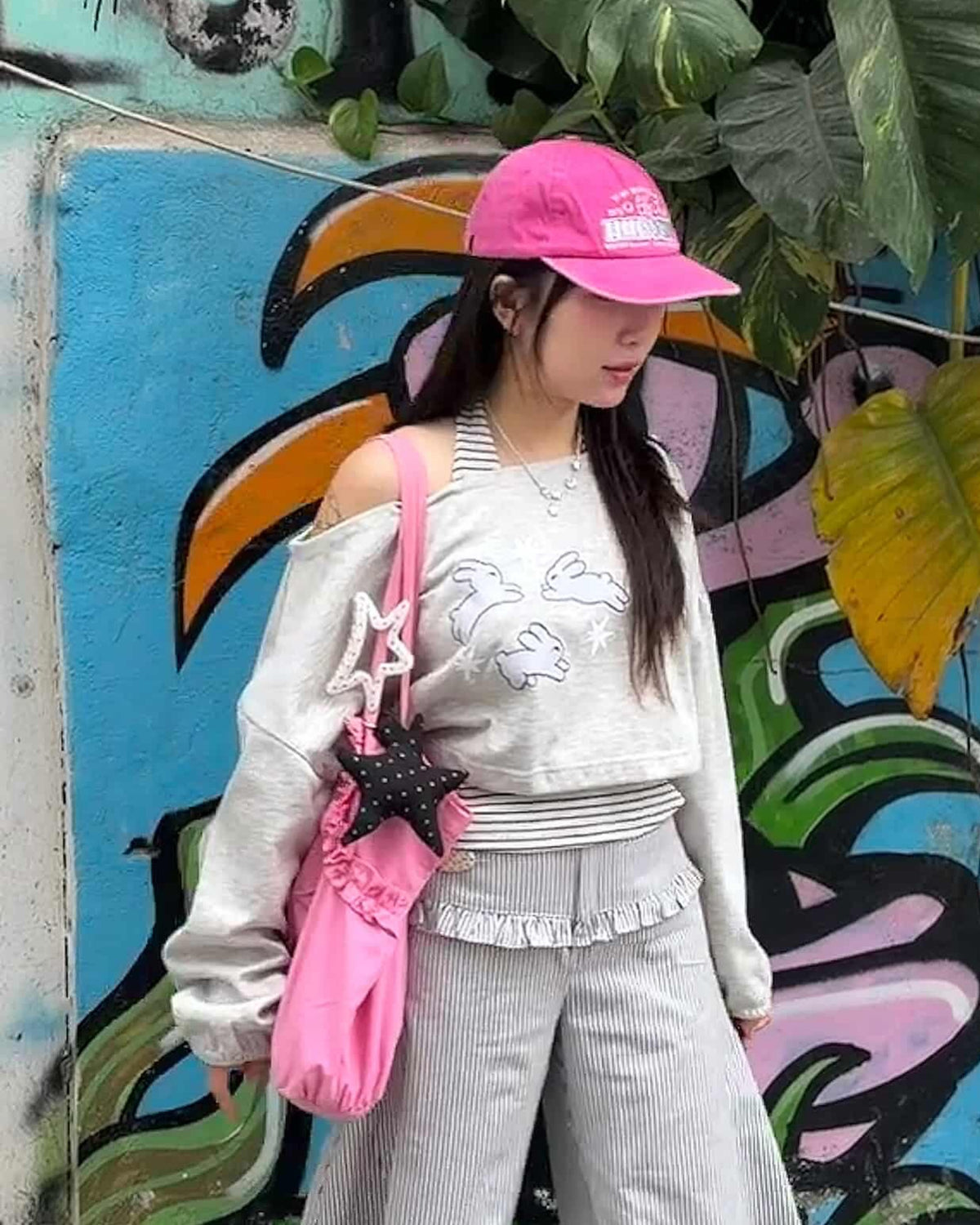 <預訂> 越南小眾品牌🇻🇳 一見鍾情♡🐰ྀི兔兔印花束繩長袖衛衣+掛頸背心兩件套套裝