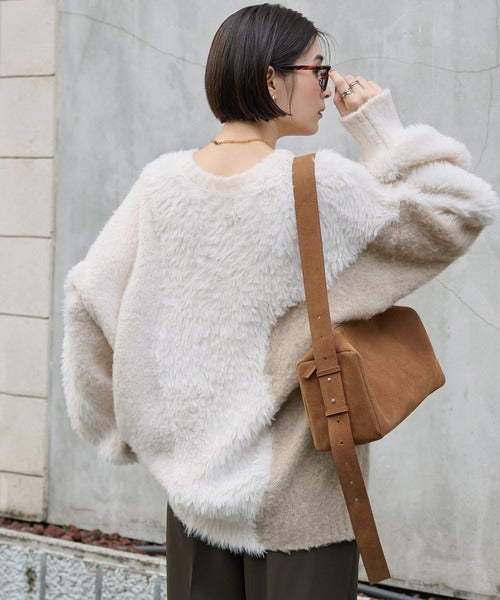 <預訂> 日本大人氣♡日牌 Mono Mart 2-Ways 毛茸茸蓬鬆混色雙拉鍊針織開胸外套｜四色入