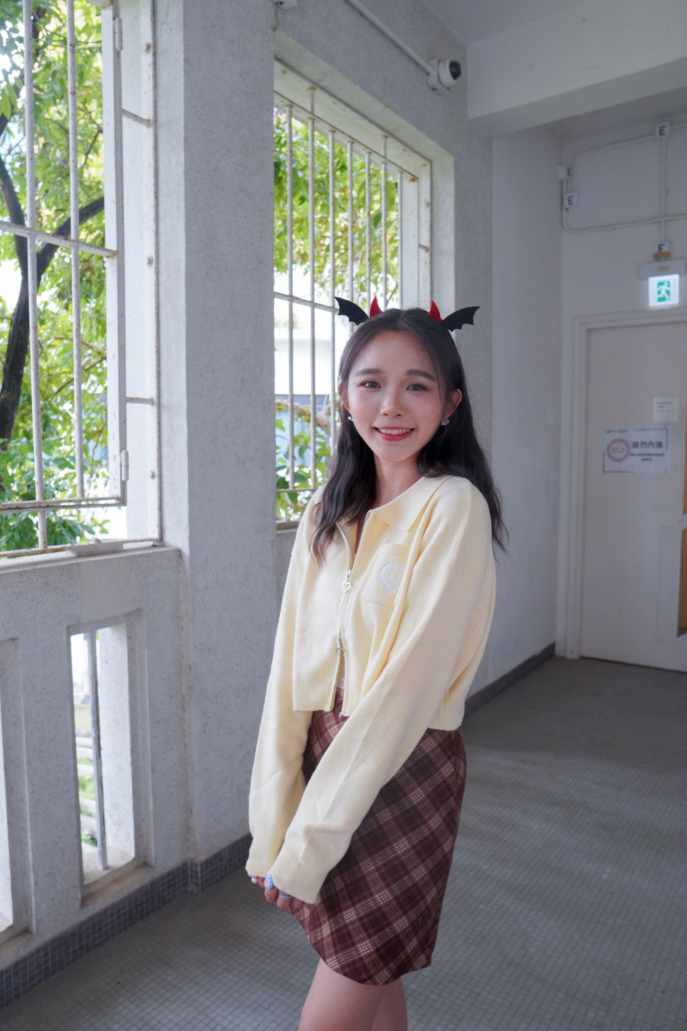 <現貨> 自家製 格紋撞色毛呢半身短裙| 兩色入