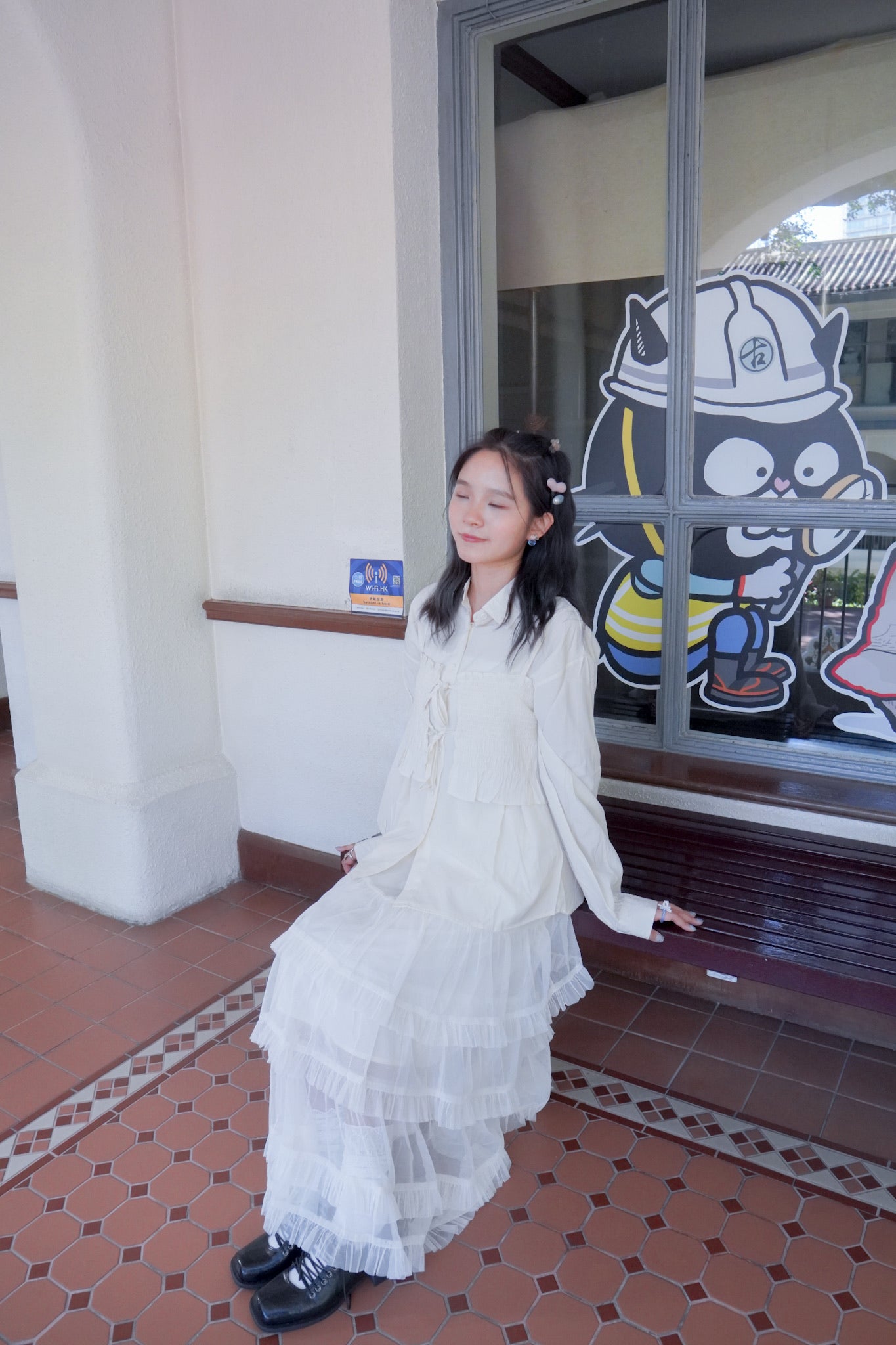 <現貨> 皺皺吊帶背心+長袖裇衫兩件套