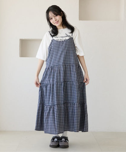 <預訂> 日牌Kutir 大人氣 蝴蝶結層疊吊帶格紋連身裙｜九色入