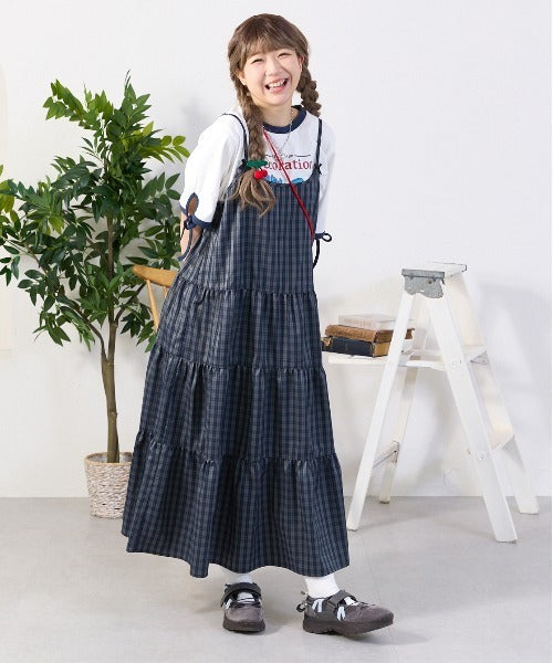 <預訂> 日牌Kutir 大人氣 蝴蝶結層疊吊帶格紋連身裙｜九色入