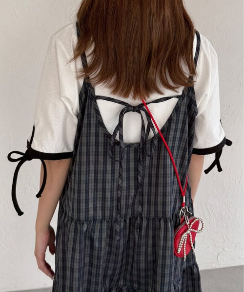 <預訂> 日牌Kutir 大人氣 蝴蝶結層疊吊帶格紋連身裙｜九色入