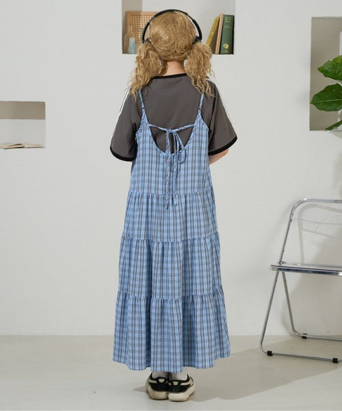 <預訂> 日牌Kutir 大人氣 蝴蝶結層疊吊帶格紋連身裙｜九色入