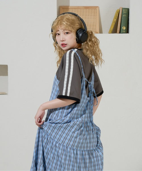 <預訂> 日牌Kutir 大人氣 蝴蝶結層疊吊帶格紋連身裙｜九色入