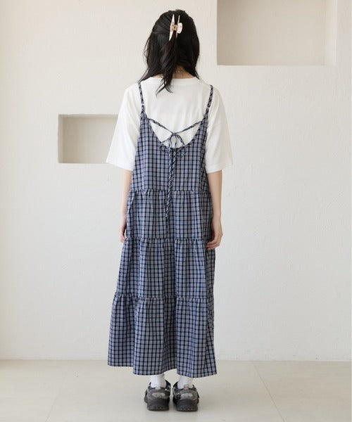 <預訂> 日牌Kutir 大人氣 蝴蝶結層疊吊帶格紋連身裙｜九色入