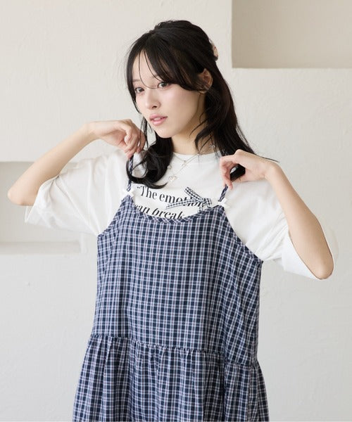 <預訂> 日牌Kutir 大人氣 蝴蝶結層疊吊帶格紋連身裙｜九色入