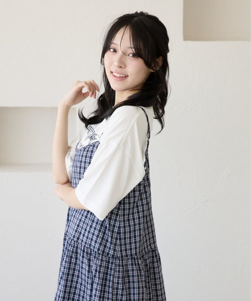 <預訂> 日牌Kutir 大人氣 蝴蝶結層疊吊帶格紋連身裙｜九色入