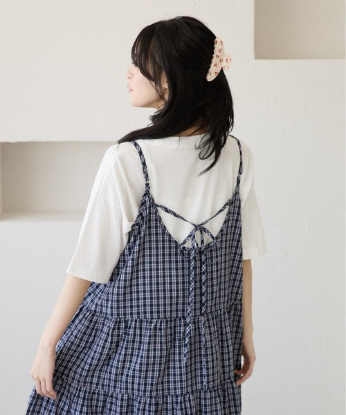 <預訂> 日牌Kutir 大人氣 蝴蝶結層疊吊帶格紋連身裙｜九色入