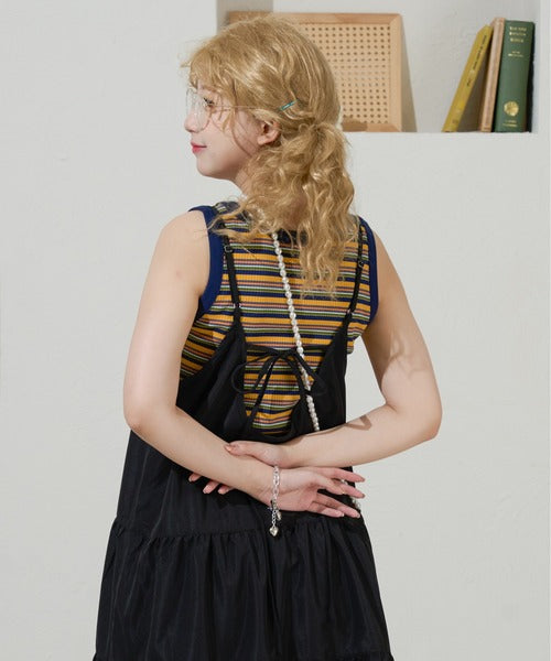 <預訂> 日牌Kutir 大人氣 蝴蝶結層疊吊帶格紋連身裙｜九色入