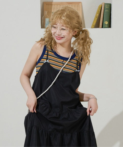 <預訂> 日牌Kutir 大人氣 蝴蝶結層疊吊帶格紋連身裙｜九色入