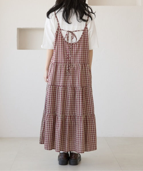 <預訂> 日牌Kutir 大人氣 蝴蝶結層疊吊帶格紋連身裙｜九色入