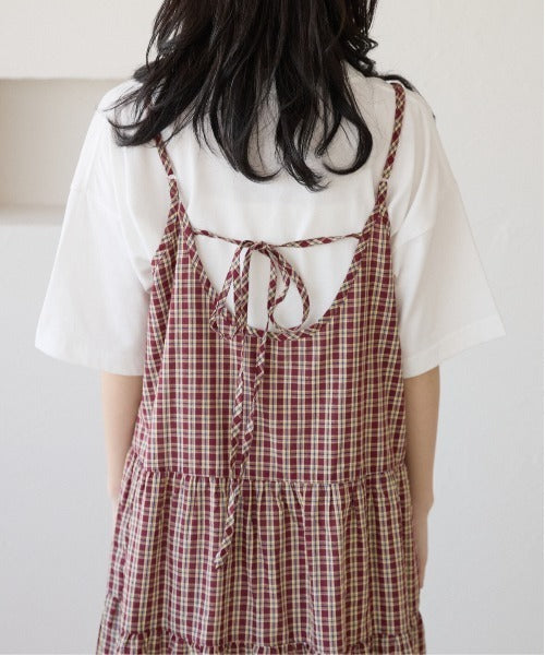 <預訂> 日牌Kutir 大人氣 蝴蝶結層疊吊帶格紋連身裙｜九色入