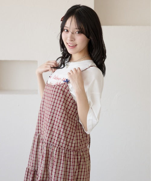 <預訂> 日牌Kutir 大人氣 蝴蝶結層疊吊帶格紋連身裙｜九色入