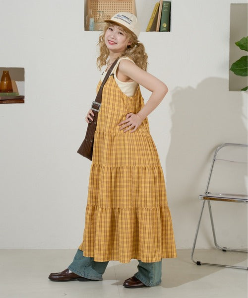 <預訂> 日牌Kutir 大人氣 蝴蝶結層疊吊帶格紋連身裙｜九色入