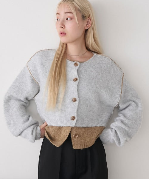 <預訂> 日牌FY 大人氣 混色拉絨疊層短針織開胸外套｜四色入