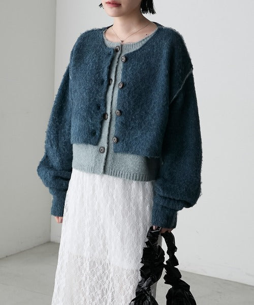 <預訂> 日牌FY 大人氣 混色拉絨疊層短針織開胸外套｜四色入