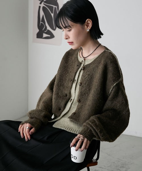 <預訂> 日牌FY 大人氣 混色拉絨疊層短針織開胸外套｜四色入