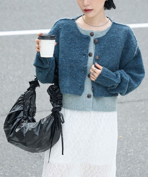 <預訂> 日牌FY 大人氣 混色拉絨疊層短針織開胸外套｜四色入