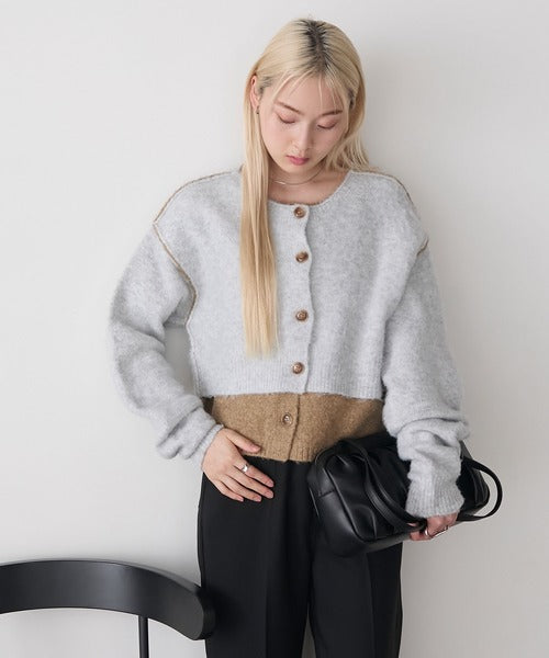 <預訂> 日牌FY 大人氣 混色拉絨疊層短針織開胸外套｜四色入