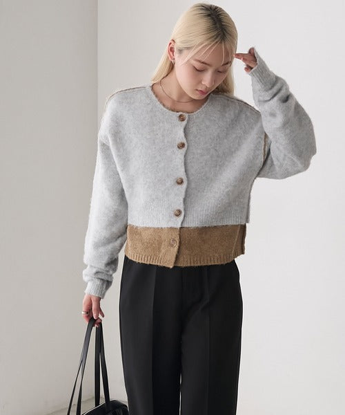 <預訂> 日牌FY 大人氣 混色拉絨疊層短針織開胸外套｜四色入