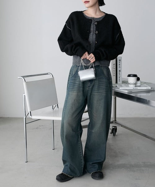 <預訂> 日牌FY 大人氣 混色拉絨疊層短針織開胸外套｜四色入