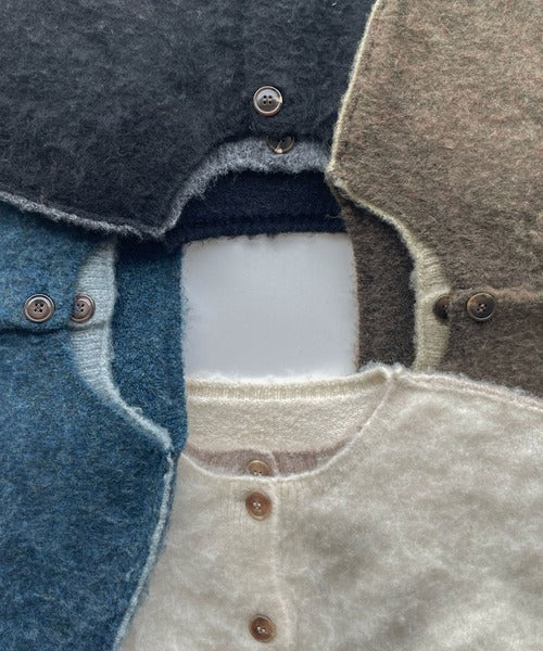 <預訂> 日牌FY 大人氣 混色拉絨疊層短針織開胸外套｜四色入